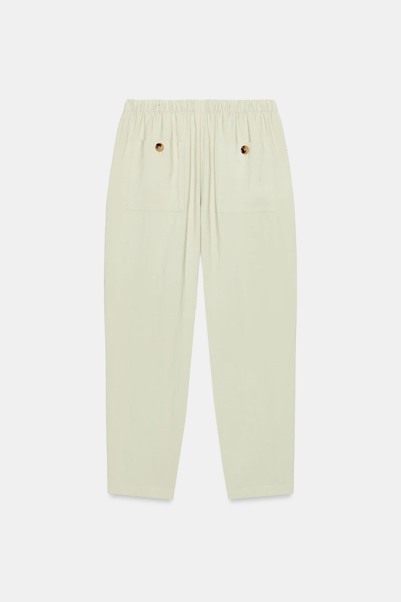 ELASTIC WAIST TAPERED PANTS
