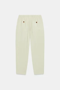 ELASTIC WAIST TAPERED PANTS
