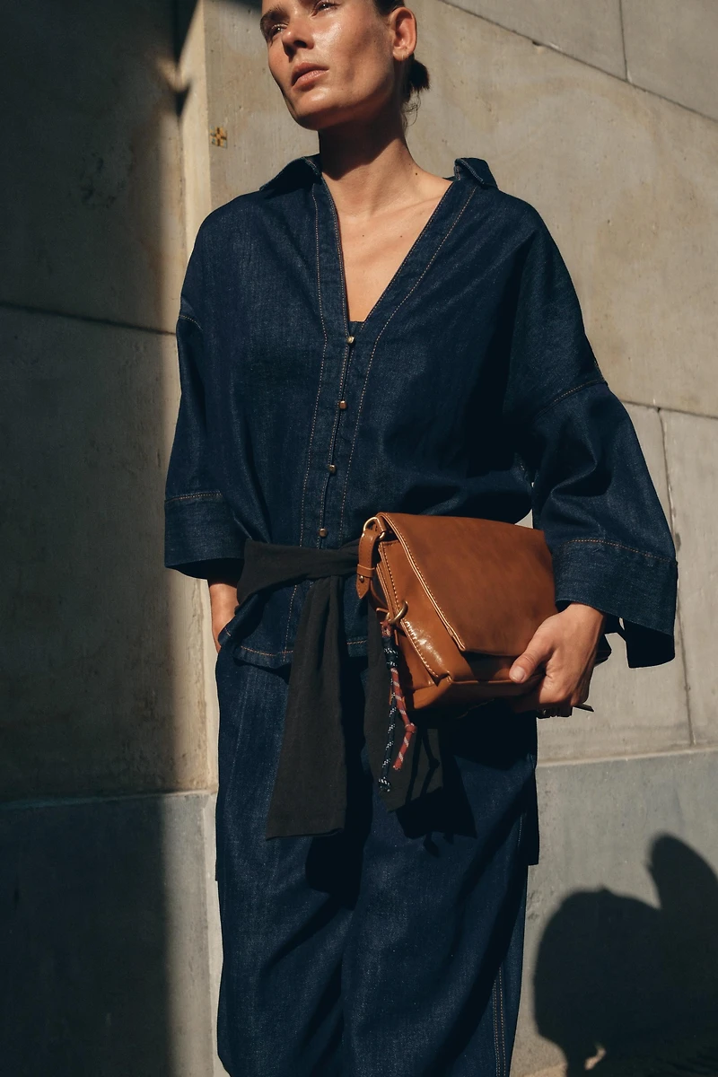 PANTALON WIDE LEG EFFET DENIM
