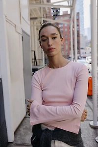 RIB TOP WITH FLARED SLEEVES