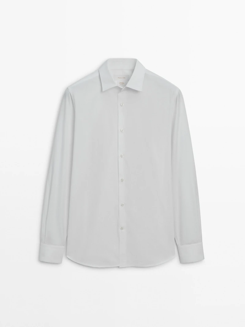 Chemise slim en popeline 100 % coton