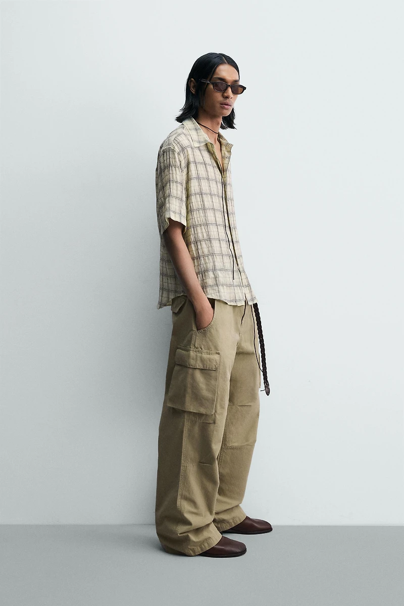 RELAXED FIT PLAID JACQUARD SHIRT