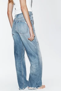 TRF RIPPED HIGH WAIST WIDE LEG JEANS