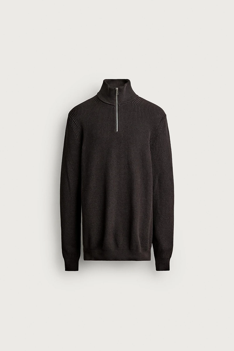 PURL KNIT QUARTER-ZIP JUMPER