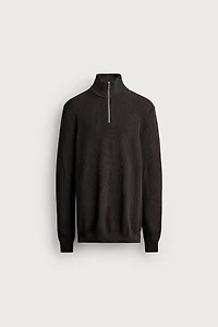 PURL KNIT QUARTER-ZIP JUMPER