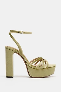 VELVET EFFECT PLATFORM SANDALS