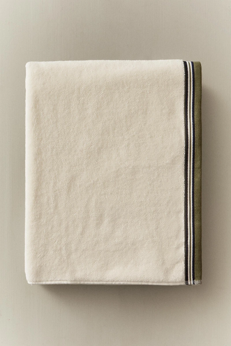 SERVIETTE DE BAIN POINT RIZ BORDURE