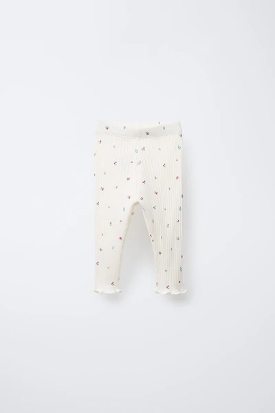 FLORAL RIBBED LEGGINGS