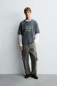 T-SHIRT DÉLAVÉ IMPRIMÉ TEXTES