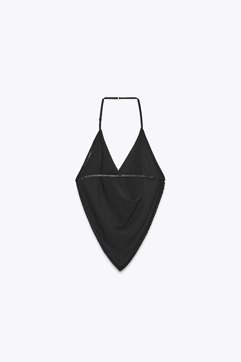 BEADED DRAPED TOP