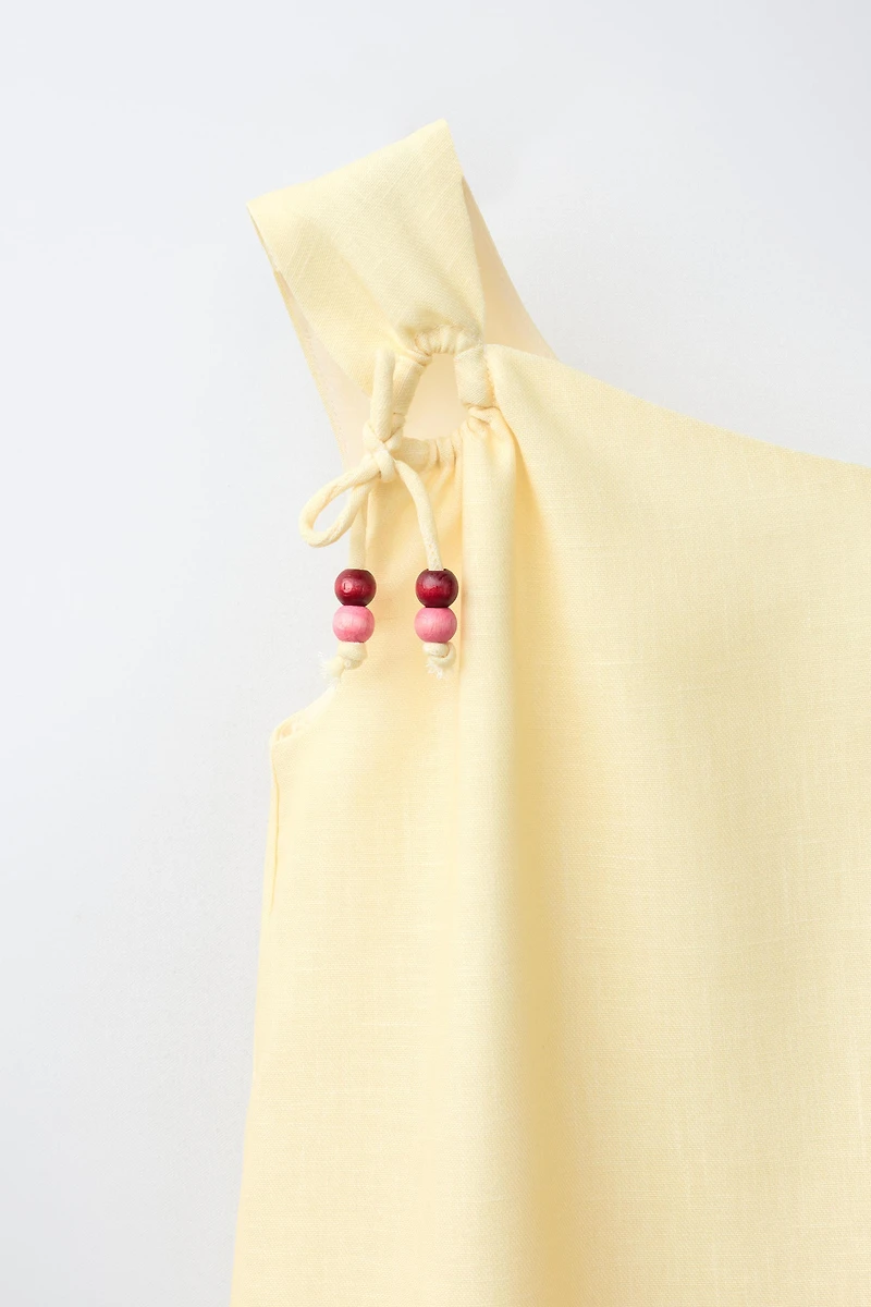 ROBE ASYMÉTRIQUE PALMIER COTON ET LIN