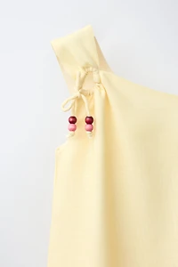 ROBE ASYMÉTRIQUE PALMIER COTON ET LIN
