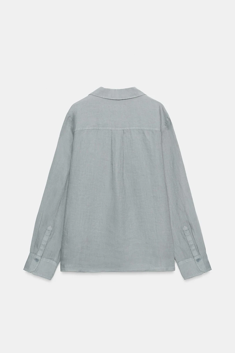 100% LINEN SHIRT WITH POCKET ZW COLLECTION
