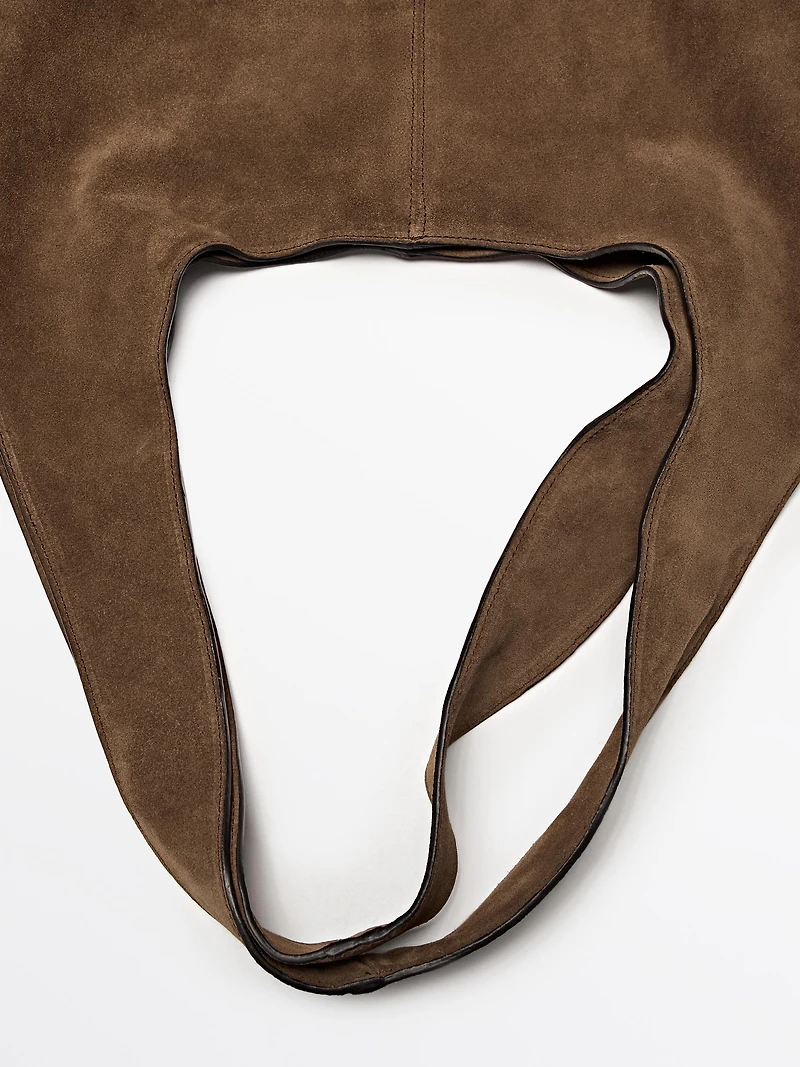 Split leather maxi tote bag