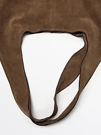 Split leather maxi tote bag