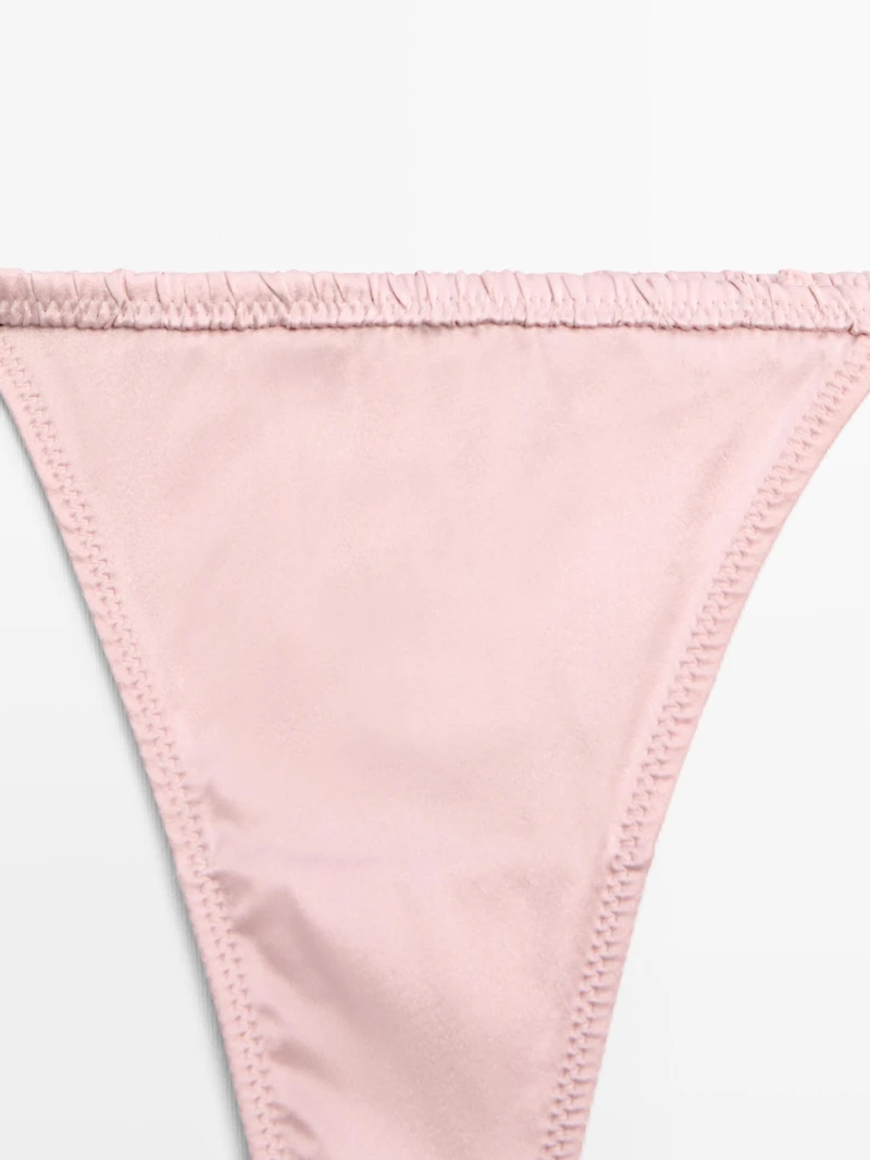 Silk thong with lace detail