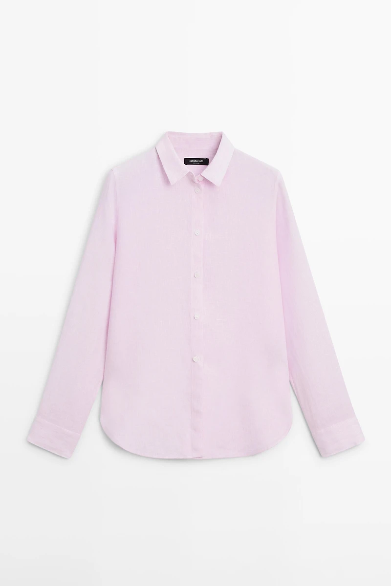 Flowing pinstriped 100% linen shirt