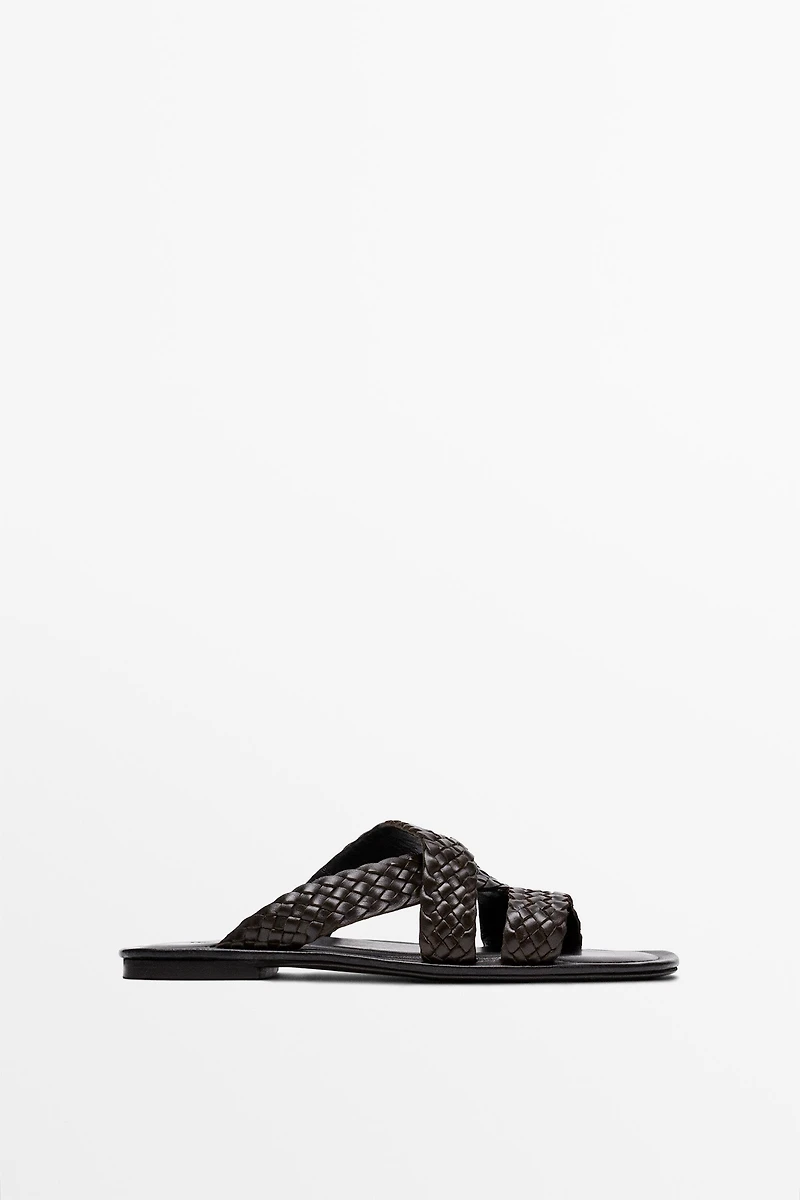 Braided leather sandals