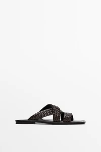 Braided leather sandals
