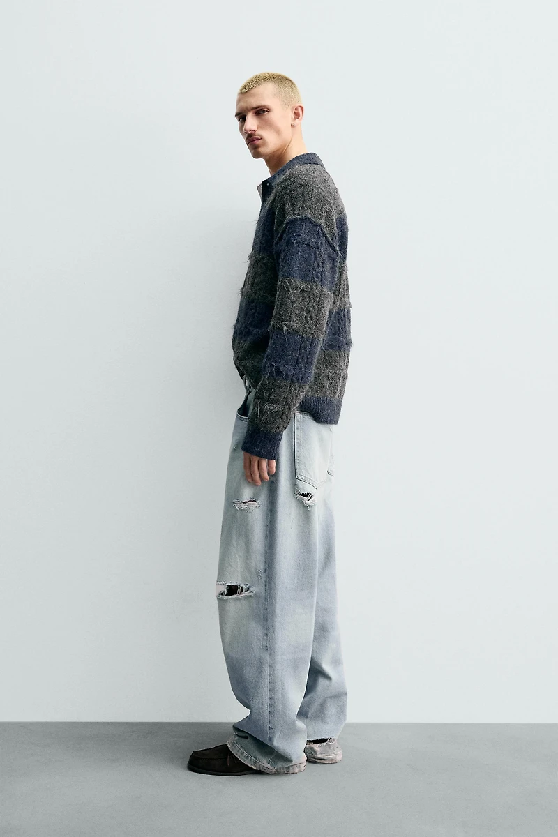 STRIPED JACQUARD KNIT POLO SHIRT