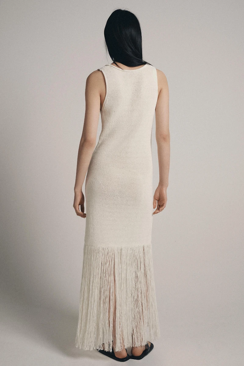 FRINGED KNIT DRESS
