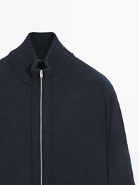 Wool blend cardigan with zip detail