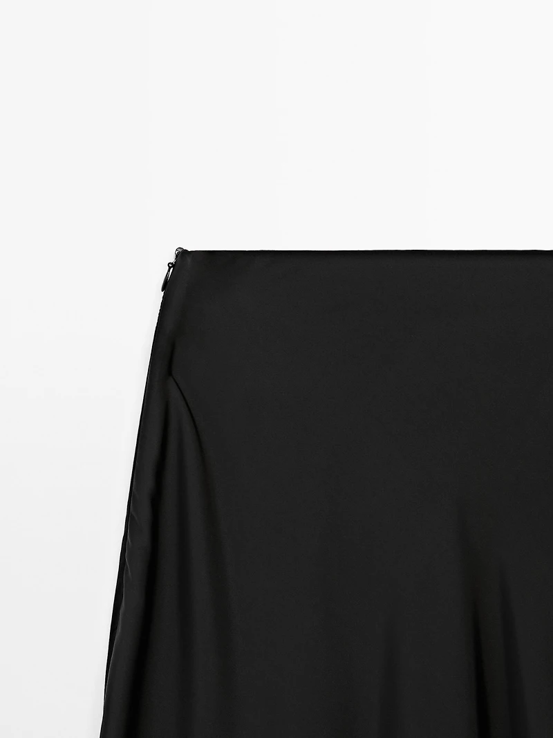 Flowing satin midi skirt
