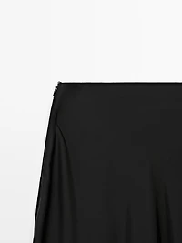 Flowing satin midi skirt