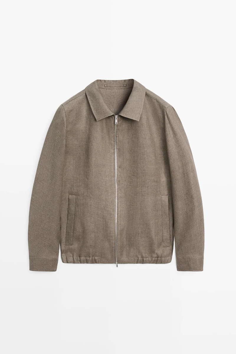 Faded linen total look jacket