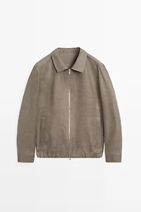 Faded linen total look jacket