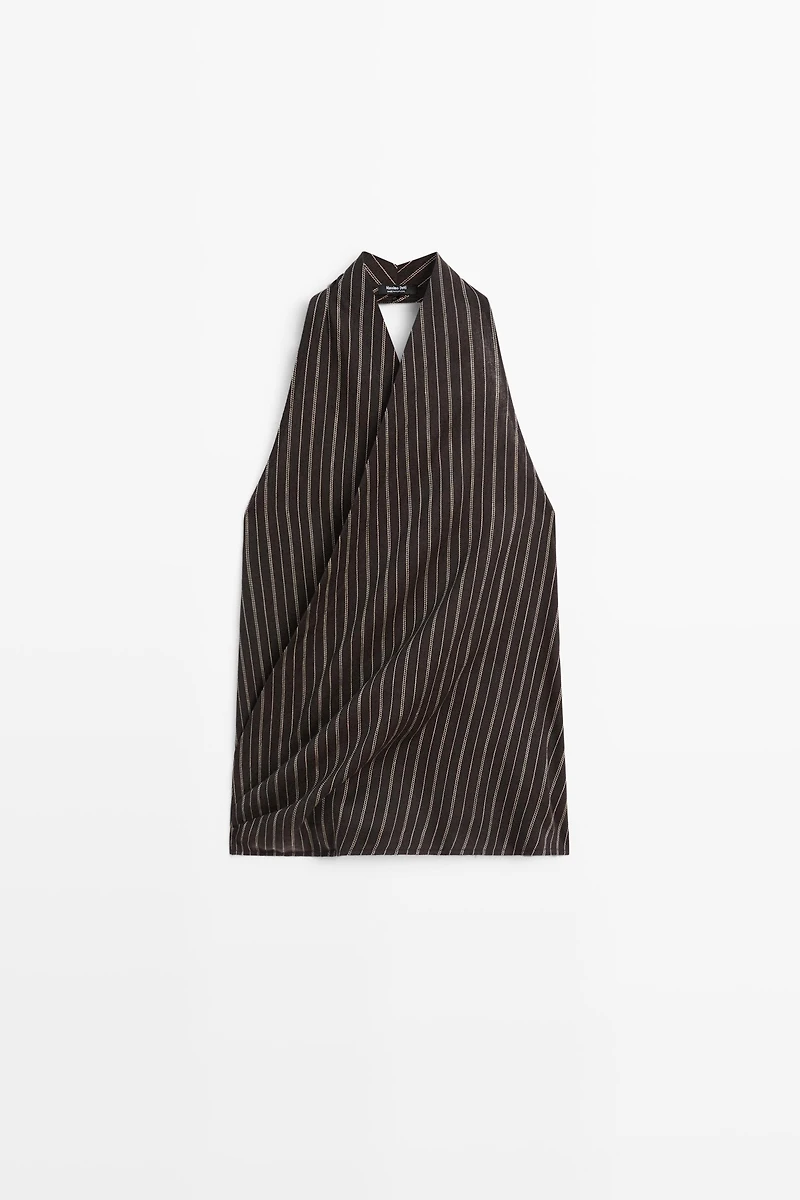 Halter top with stripe detail