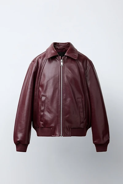 FAUX LEATHER BOMBER JACKET