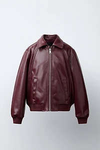 FAUX LEATHER BOMBER JACKET