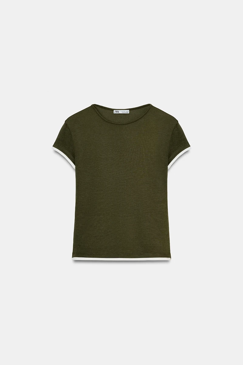 CONTRAST PIPING T-SHIRT