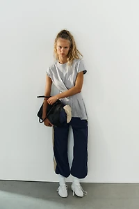 ASYMMETRIC PLEATED T-SHIRT