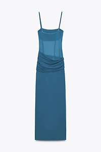 COMBINATION TULLE LONG DRESS