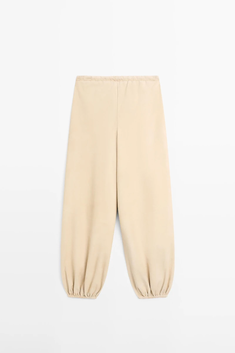 Suede leather sarouel trousers