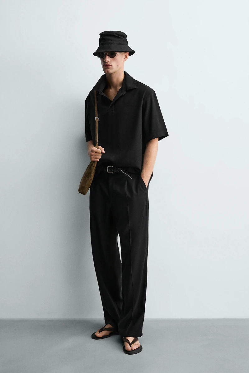 RELAXED FIT FLOWY POLO SHIRT