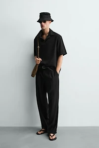 RELAXED FIT FLOWY POLO SHIRT