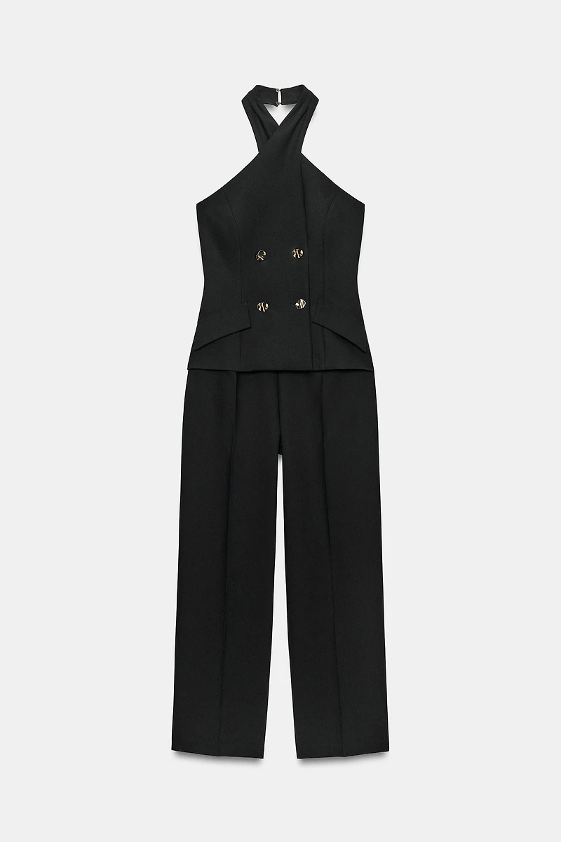 CRISSCROSS HALTER JUMPSUIT