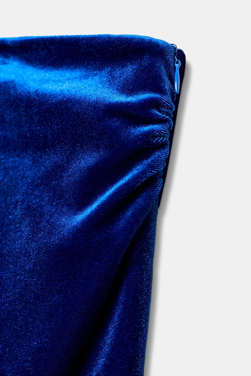 ROBE MI-LONGUE ASYMÉTRIQUE EN VELOURS