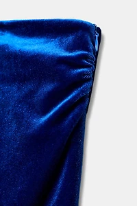 ROBE MI-LONGUE ASYMÉTRIQUE EN VELOURS