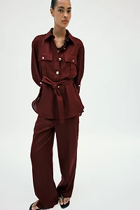 BELTED LINEN SAFARI JACKET