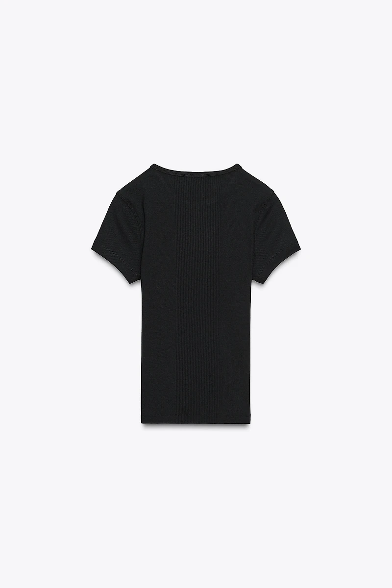 RIBBED SHORT SLEEVE T-SHIRT