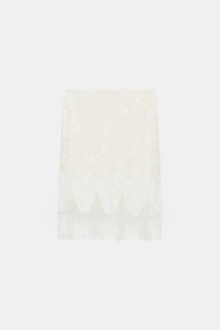 BEADED FRINGE LACE SKIRT