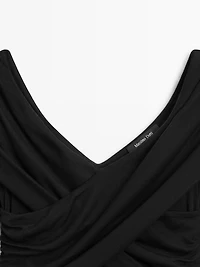 Top épaules nues en lyocell et laine