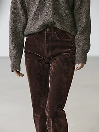 High-waist flocked boot-cut jeans