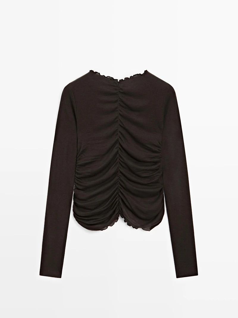 T-shirt manches longues froncé