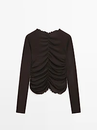 T-shirt manches longues froncé