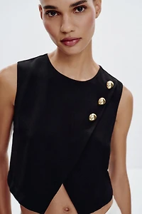 GOLD BUTTON WRAP TOP